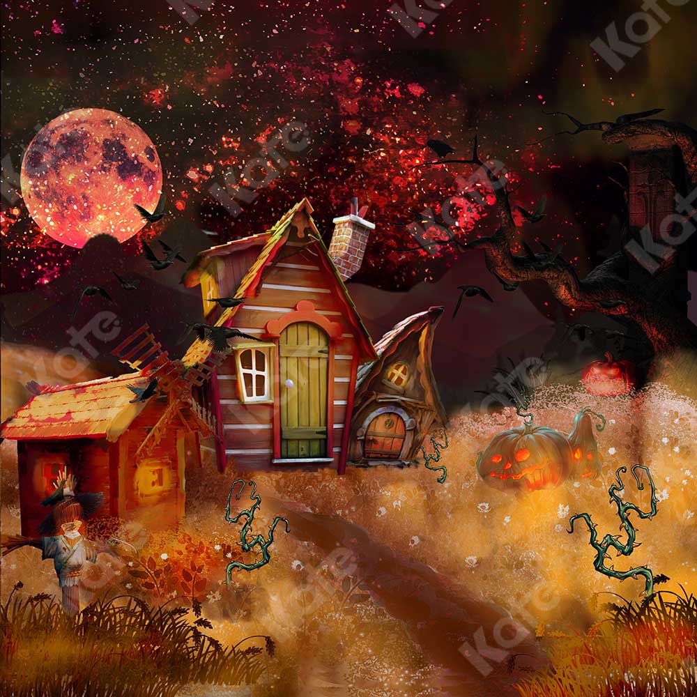 Kate Halloween Pumpkin Backdrop Night Fall for Photography -UK