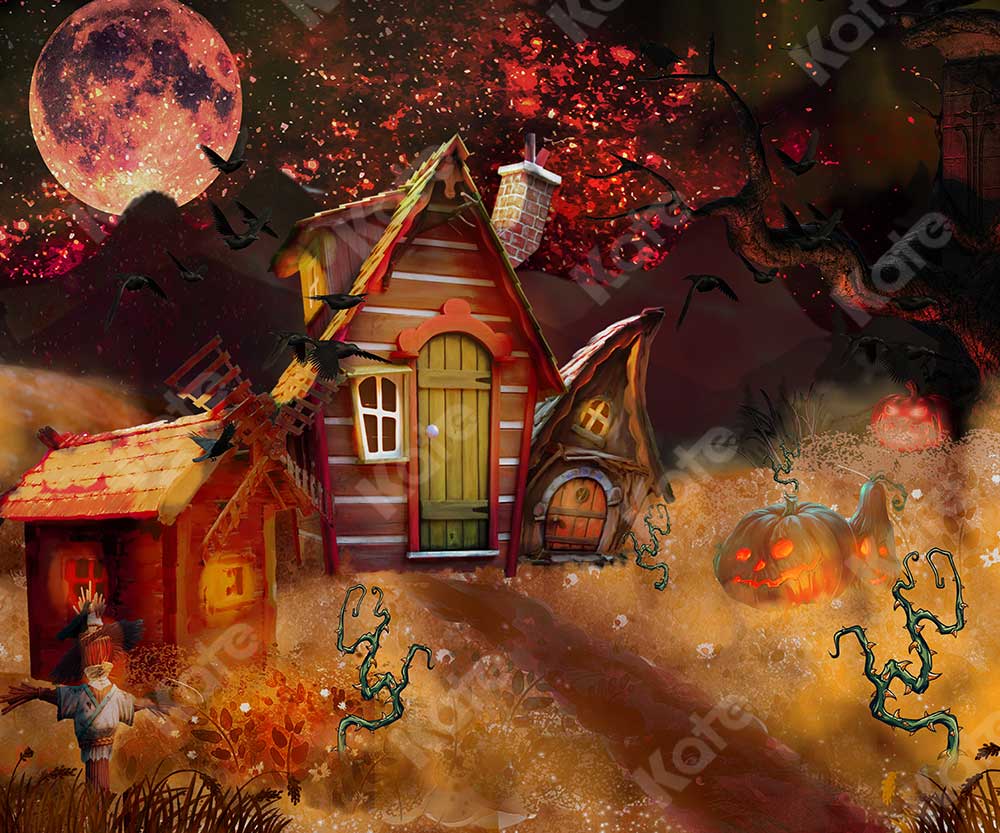 Kate Halloween Pumpkin Backdrop Night Fall for Photography -UK