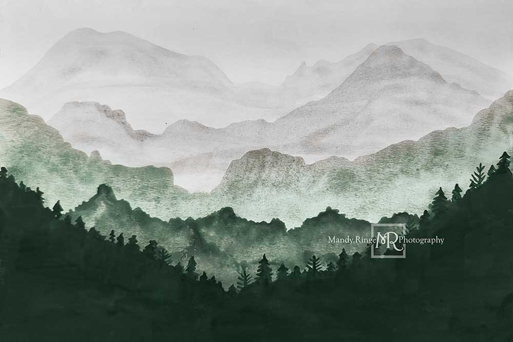Kate Watercolor Scenery Backdrop Mountain View Designed by Mandy Ringe Photography -UK