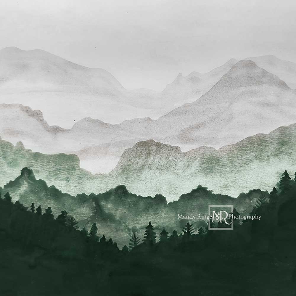 Kate Watercolor Scenery Backdrop Mountain View Designed by Mandy Ringe Photography -UK