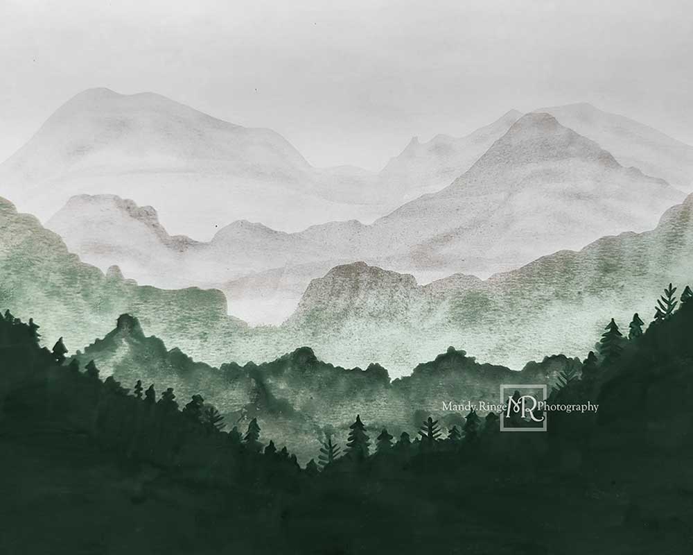 Kate Watercolor Scenery Backdrop Mountain View Designed by Mandy Ringe Photography -UK