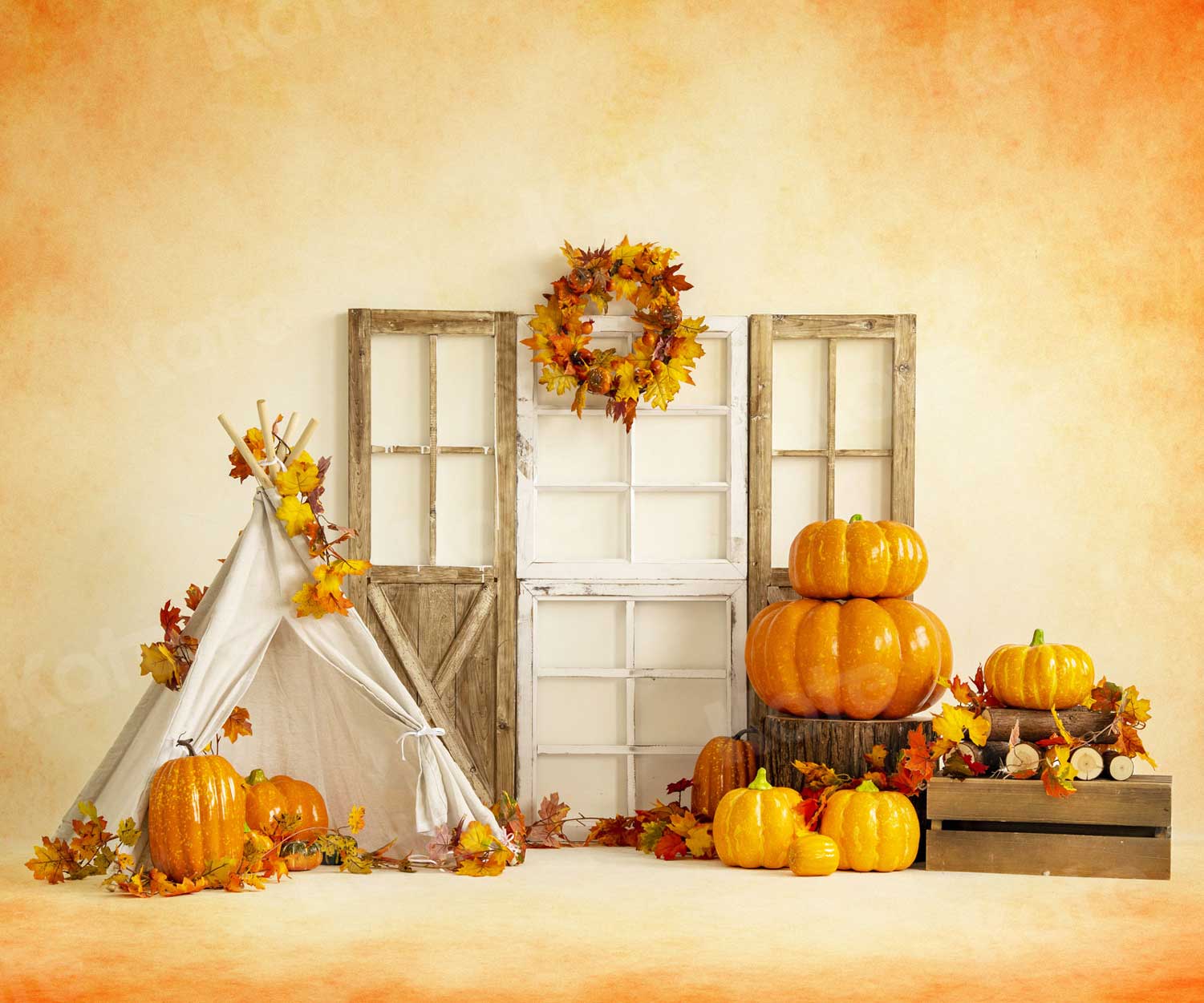 Kate Autumn Thanksgiving Sweet Harvest Pumpkins Backdrop for Photography -UK