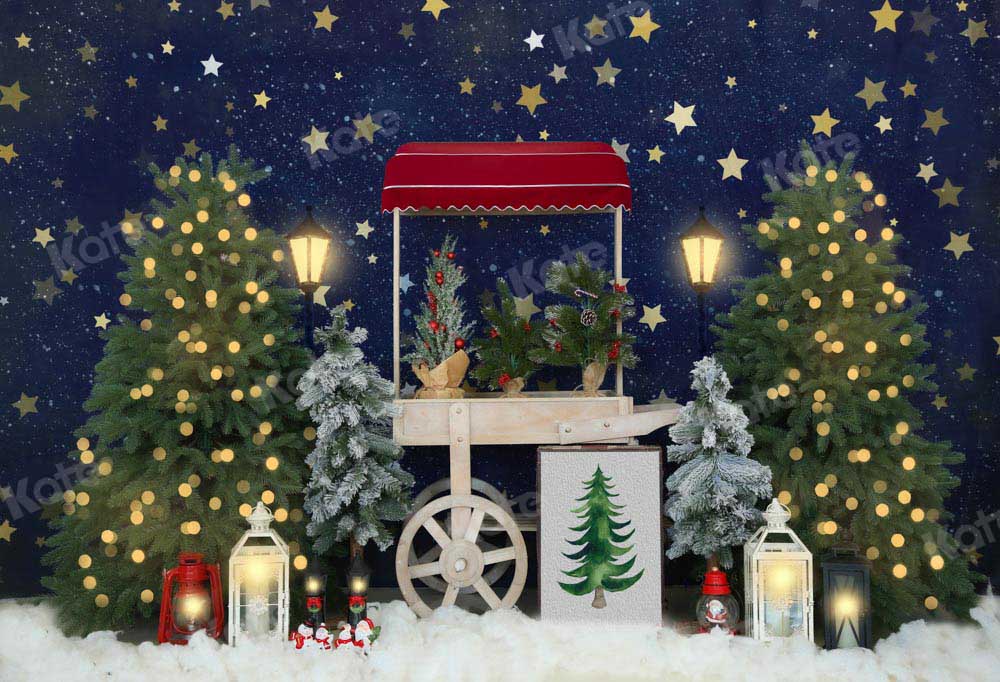 Kate Christmas Trees Night Snow Winter Backdrop Designed by Emetselch -UK