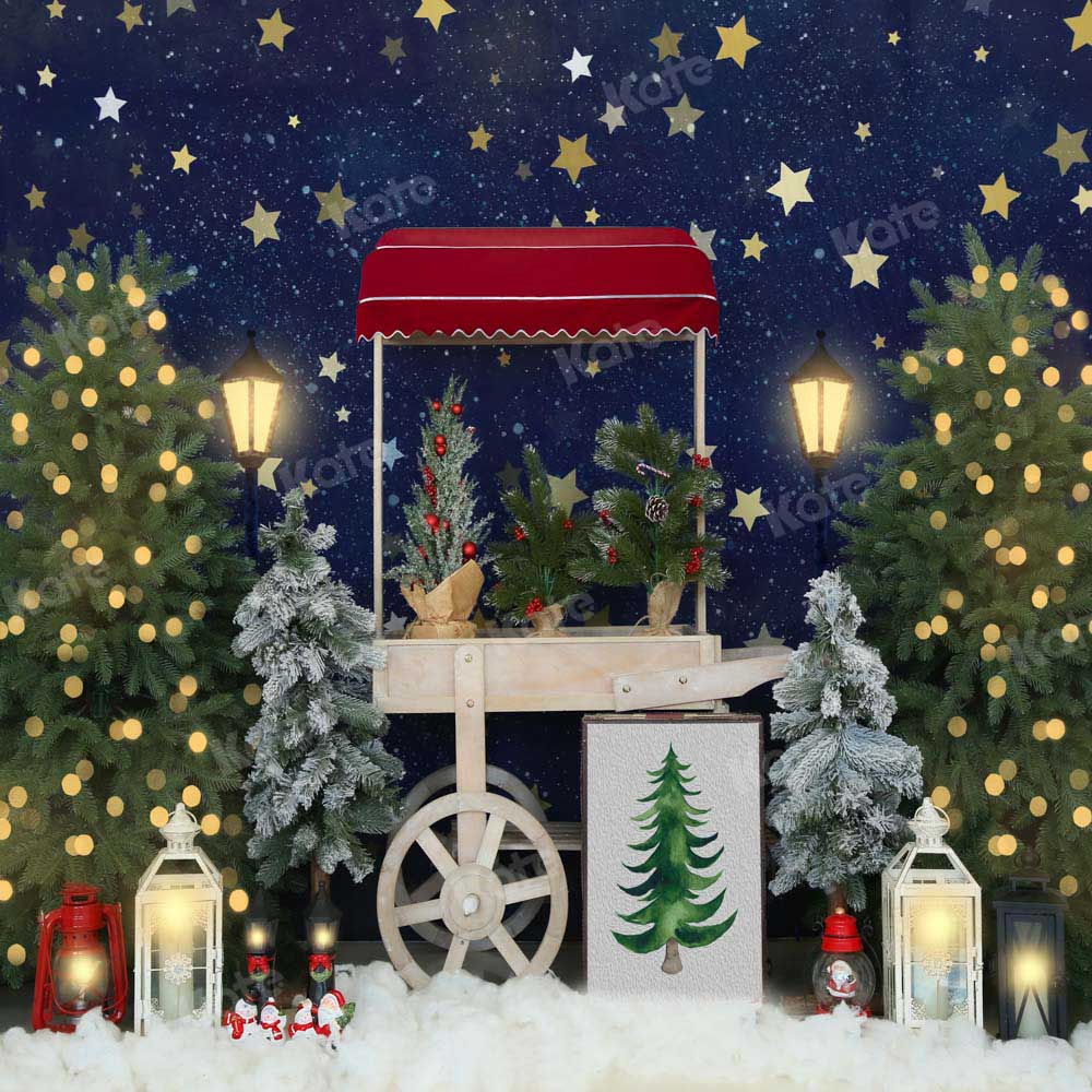Kate Christmas Trees Night Snow Winter Backdrop Designed by Emetselch -UK