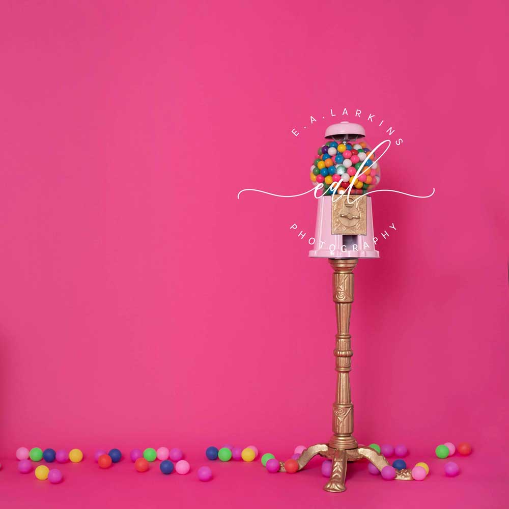 Kate Party Pink Gumball Fun Birthday Backdrop Designed by Erin Larkins -UK