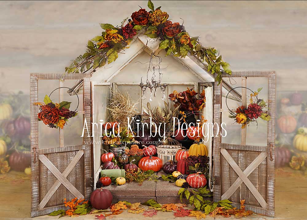 Kate Autumn Pumpkins Greenhouse Backdrop designed by Arica Kirby -UK