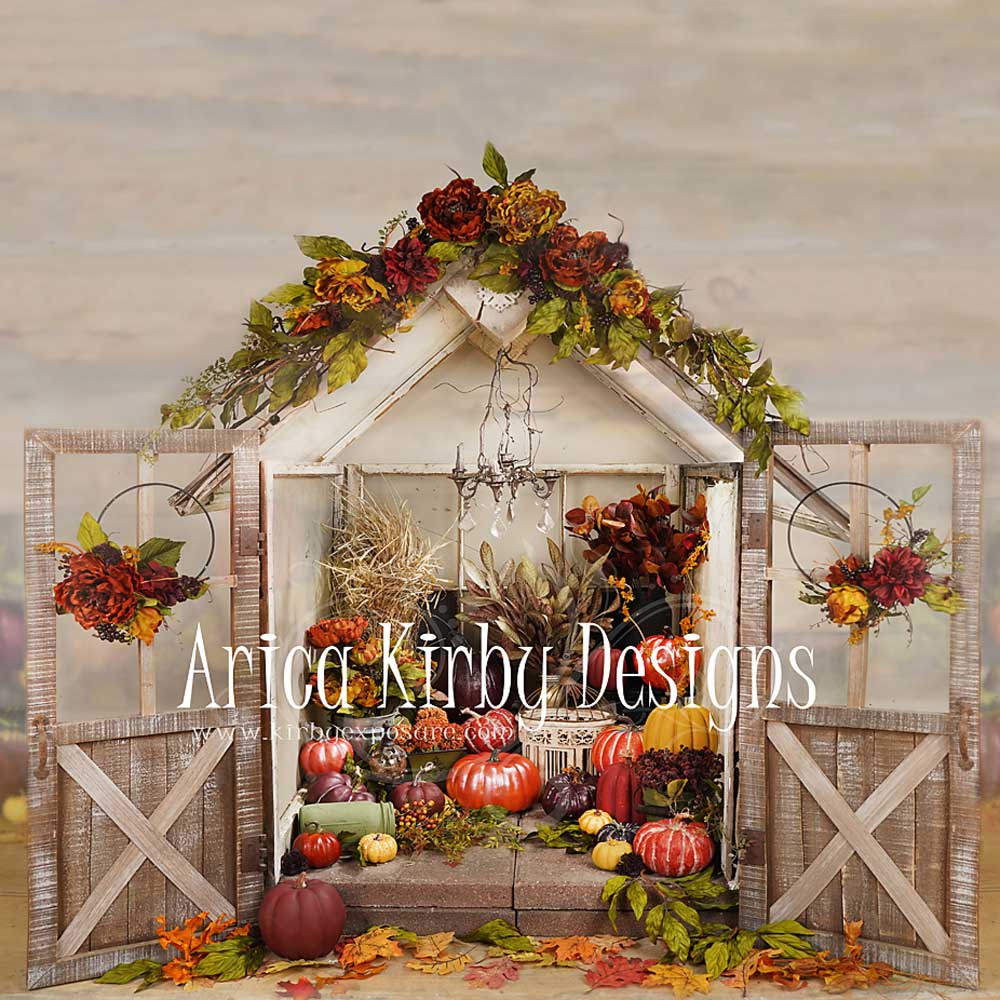 Kate Autumn Pumpkins Greenhouse Backdrop designed by Arica Kirby -UK