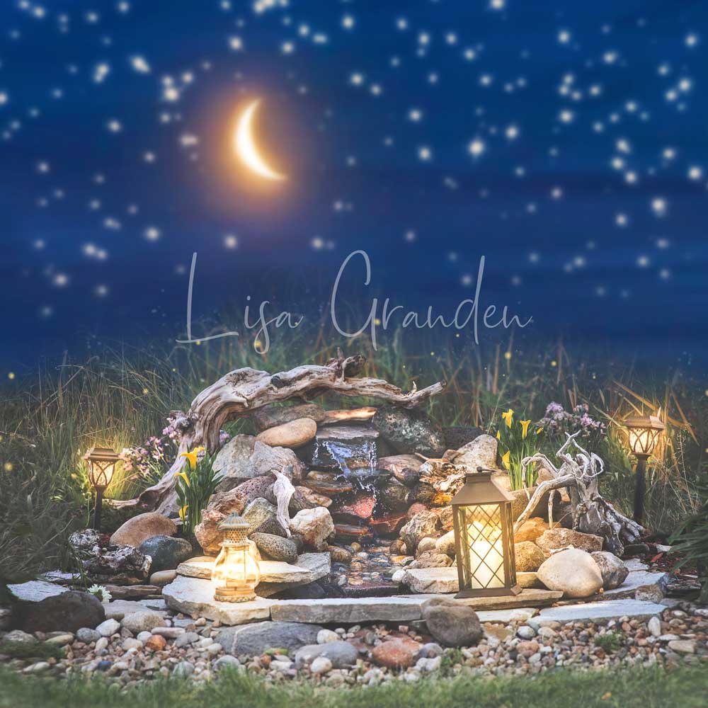 Kate Night Moon Over Pond Backdrop for Photography Designed by Lisa Granden -UK