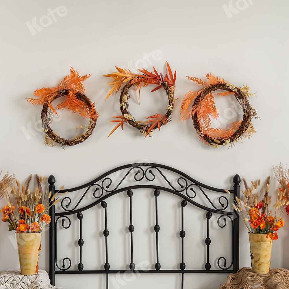 Kate Autumn Boho Flowers Headboard Backdrop Designed by Emetselch -UK
