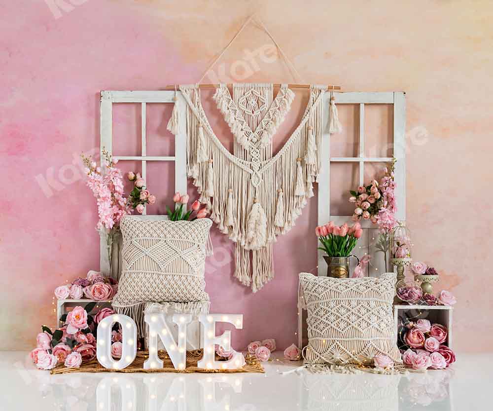 Kate Boho Flowers Backdrop Birthday Designed by Emetselch -UK
