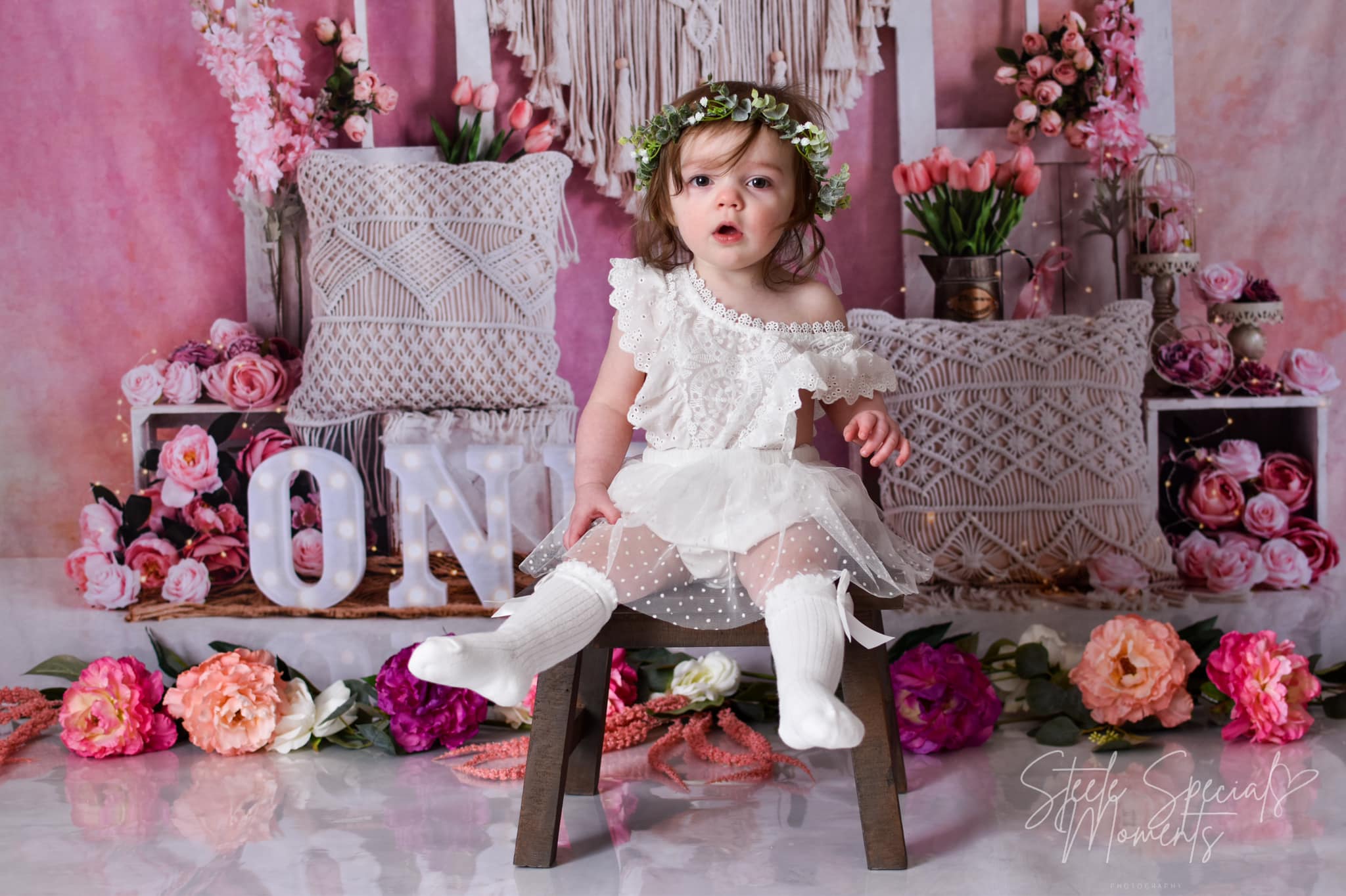 Kate Boho Flowers Backdrop Birthday Designed by Emetselch -UK