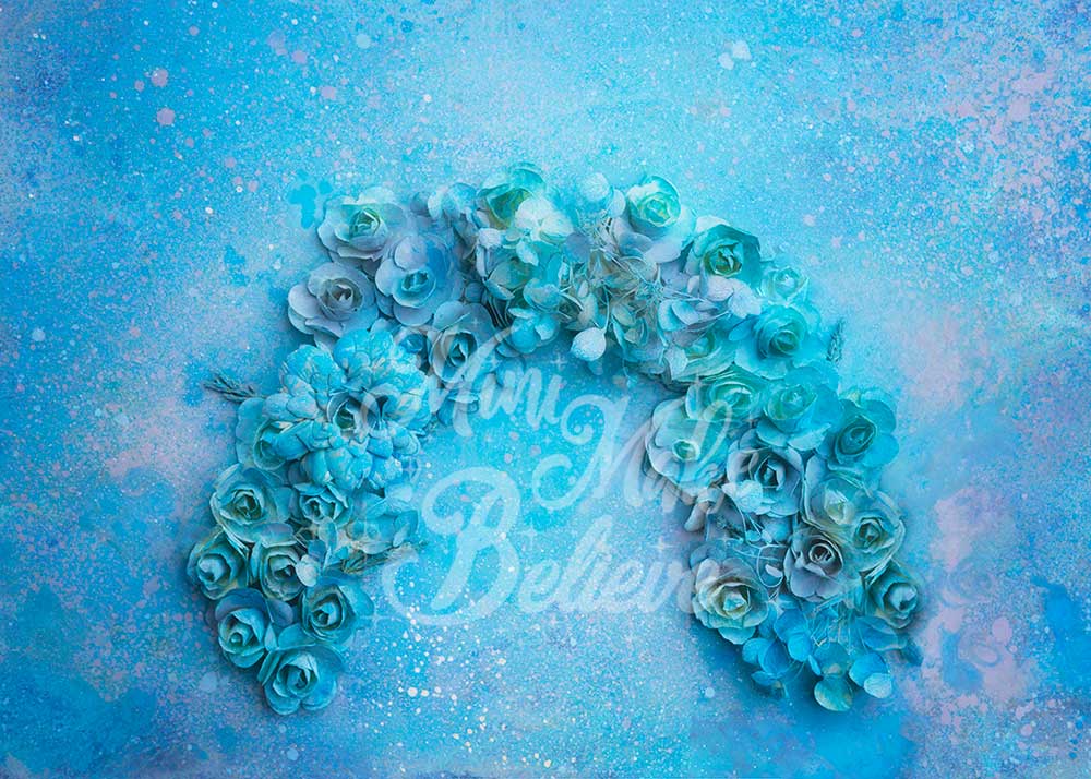 Kate Blue Flower Rose Rainbow Backdrop Designed by Mini MakeBelieve -UK