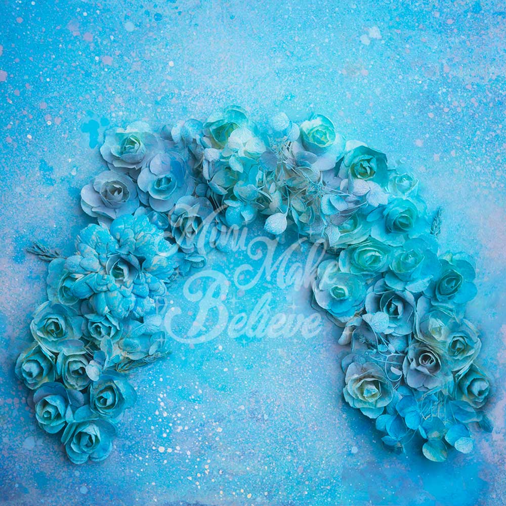 Kate Blue Flower Rose Rainbow Backdrop Designed by Mini MakeBelieve -UK