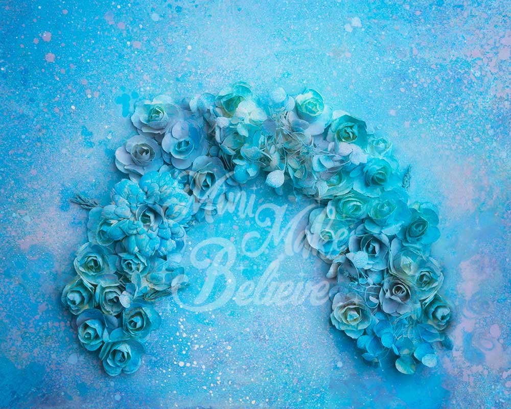 Kate Blue Flower Rose Rainbow Backdrop Designed by Mini MakeBelieve -UK