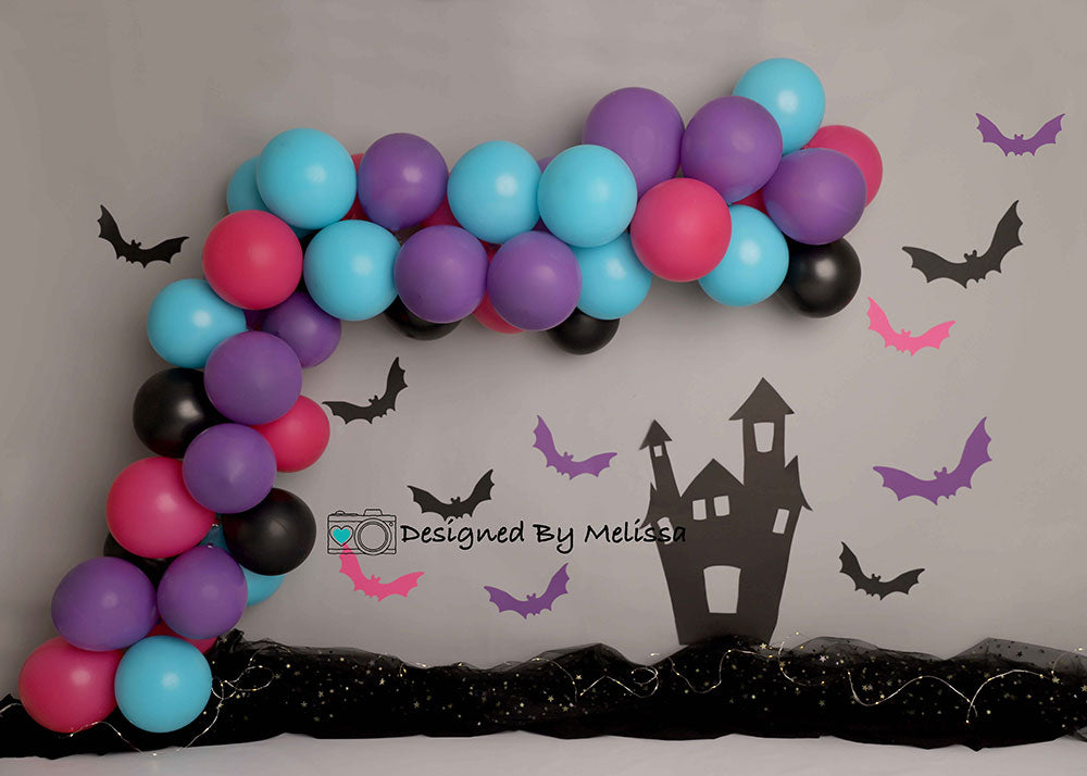 Kate Halloween Bats Blue Balloon Backdrop Designed by Melissa King -UK