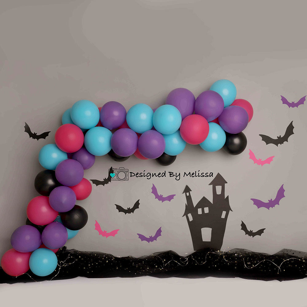 Kate Halloween Bats Blue Balloon Backdrop Designed by Melissa King -UK