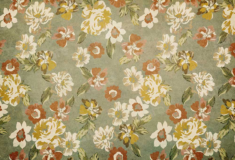 Kate Abstract Retro Flower Green Leaves Backdrop for Photography -UK