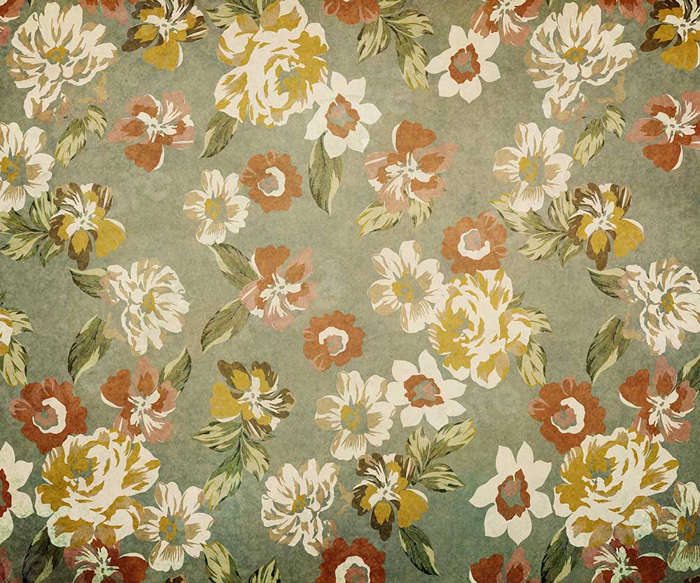 Kate Abstract Retro Flower Green Leaves Backdrop for Photography -UK