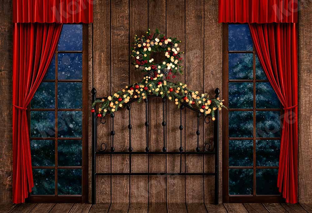 Kate Christmas Wooden Board Winter Wreath Backdrop Designed by Emetselch -UK