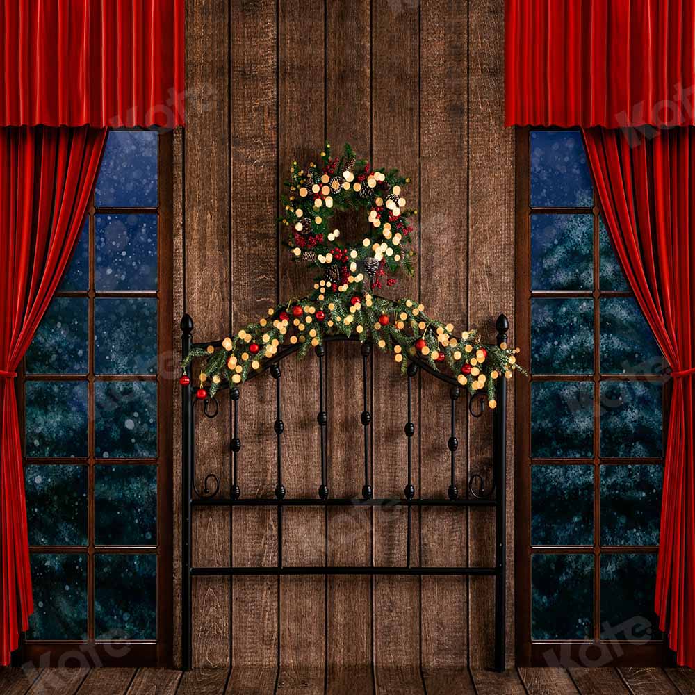 Kate Christmas Wooden Board Winter Wreath Backdrop Designed by Emetselch -UK