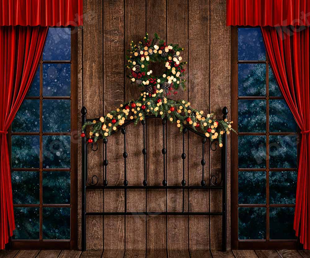 Kate Christmas Wooden Board Winter Wreath Backdrop Designed by Emetselch -UK