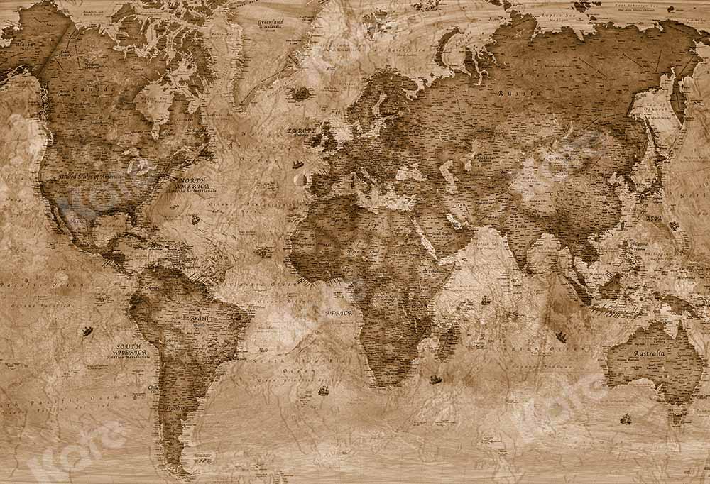 Kate Abstract World Map Retro Backdrop Designed by Chain Photography -UK