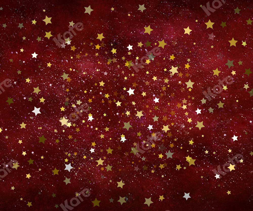 Kate Christmas Red Stars Backdrop Designed by Chain Photography -UK