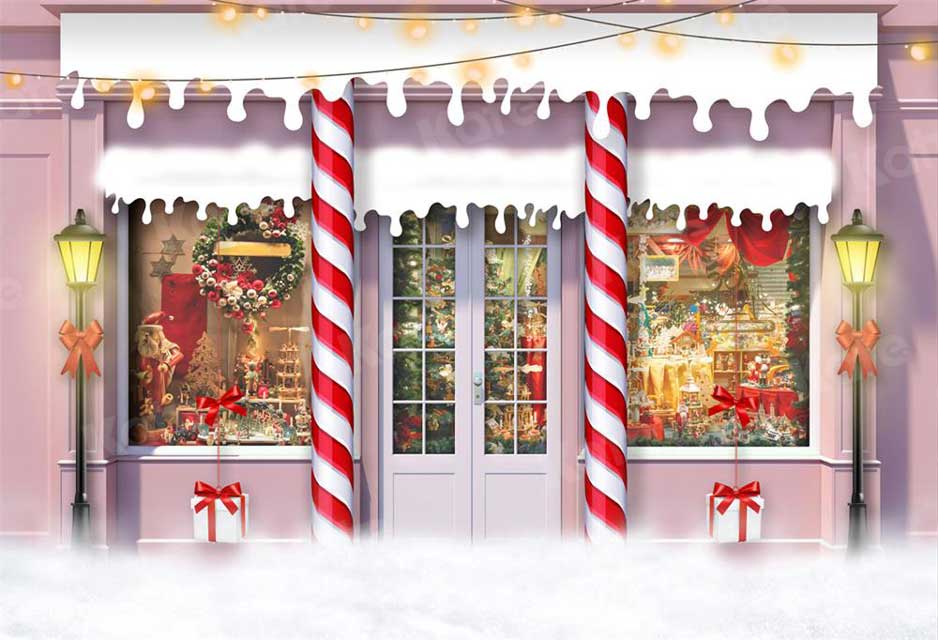 Kate Christmas Candy Pink Toy Store Backdrop for Photography -UK