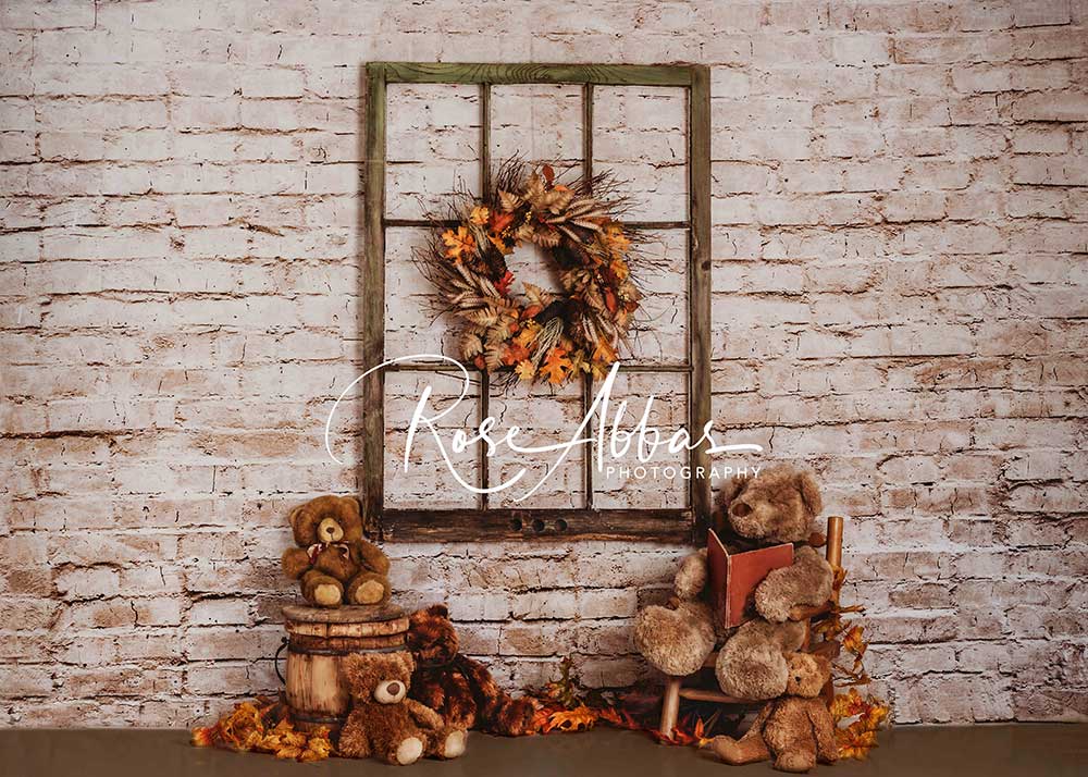 Kate Autumn Window With Bears Backdrop Designed By Rose Abbas -UK