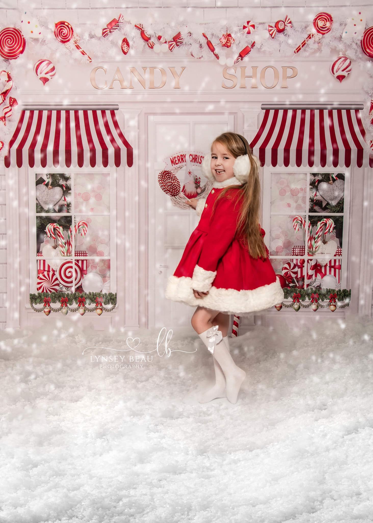 Kate Christmas Candy Shop Children Backdrop for Photography -UK