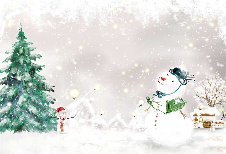 Kate Winter Snowman Snowy Tree Backdrop for Photography -UK
