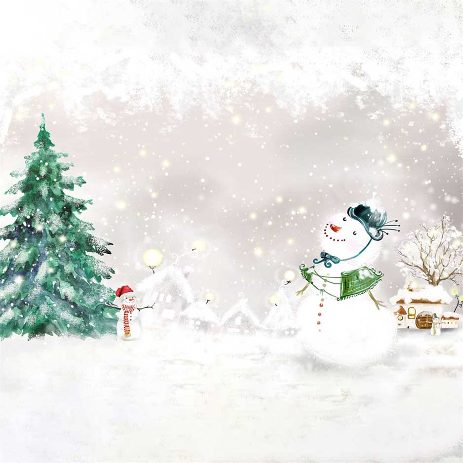 Kate Winter Snowman Snowy Tree Backdrop for Photography -UK