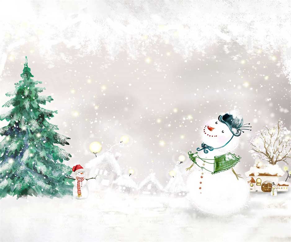 Kate Winter Snowman Snowy Tree Backdrop for Photography -UK