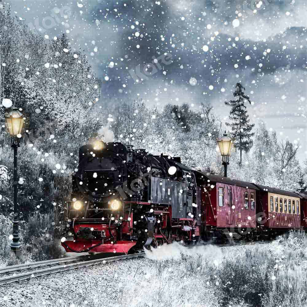 Kate Winter Snowy Train Backdrop Designed by Chain Photography -UK