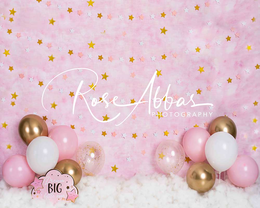 Kate Birthday Pink Dream Star Balloons Backdrop Designed By Rose Abbas -UK