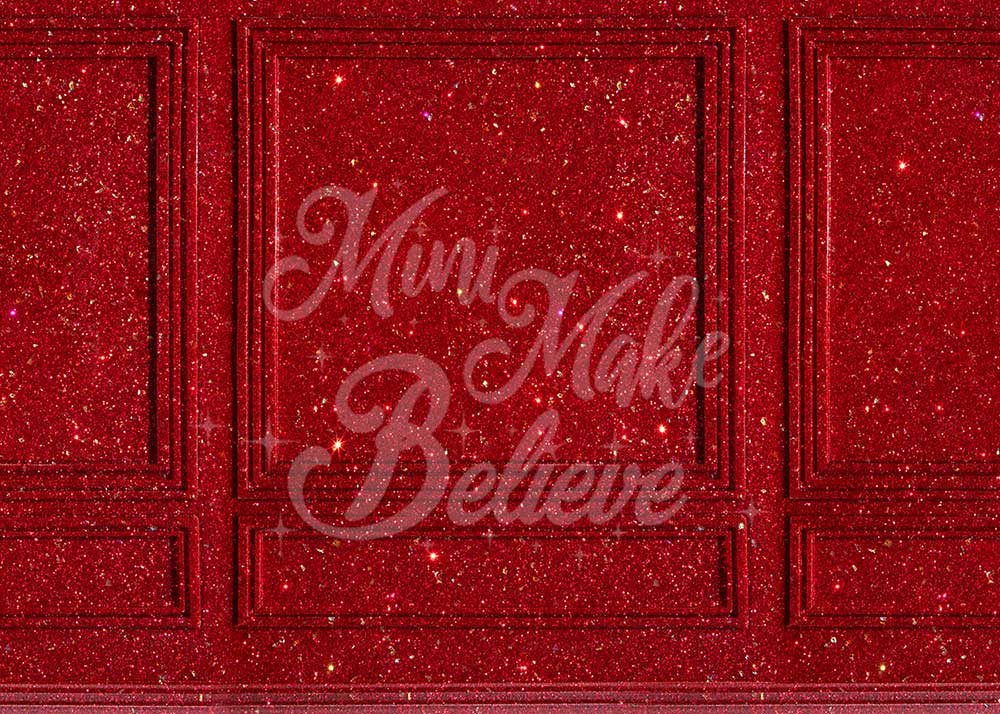 Kate Christmas Red Glitter Wall Backdrop Designed by Mini MakeBelieve -UK