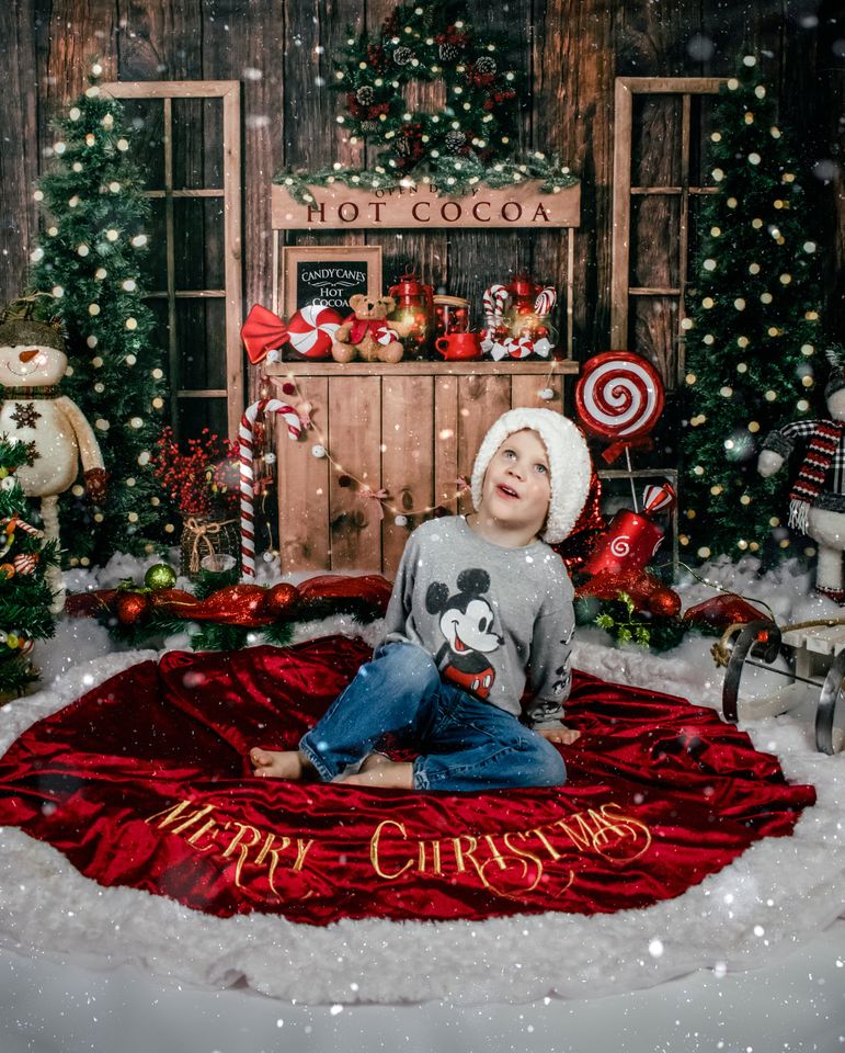 Kate Christmas Hot Cocoa Wooden Winter Backdrop Designed by Emetselch -UK