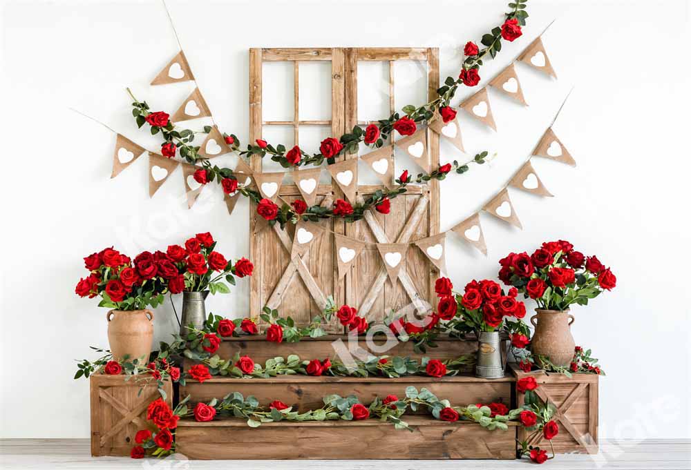 Kate Valentine's Day Rose Barn Door Backdrop Designed by Emetselch -UK
