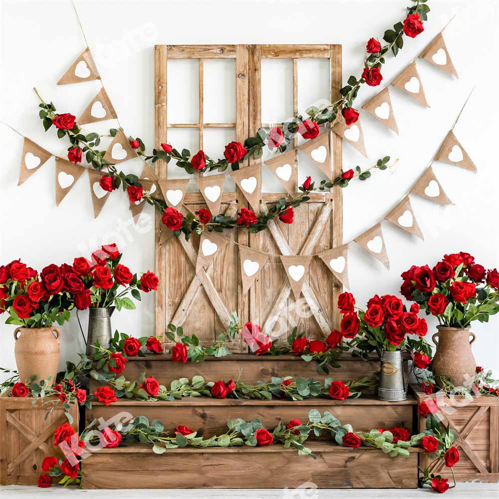 Kate Valentine's Day Rose Barn Door Backdrop Designed by Emetselch -UK