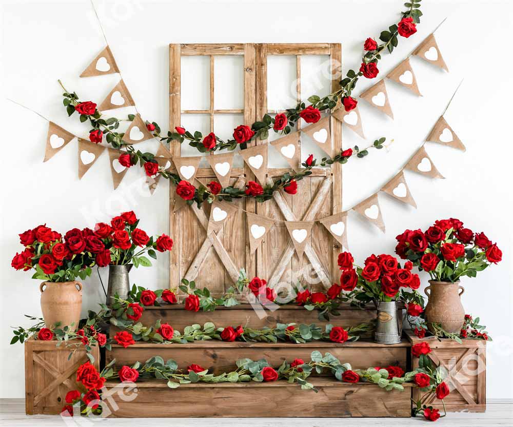 Kate Valentine's Day Rose Barn Door Backdrop Designed by Emetselch -UK