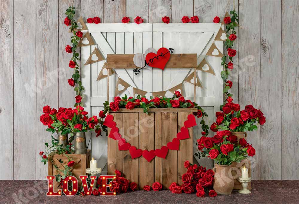 Kate Valentine's Day Flower Wooden wall Backdrop Designed by Emetselch -UK
