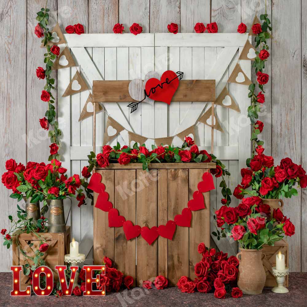 Kate Valentine's Day Flower Wooden wall Backdrop Designed by Emetselch -UK