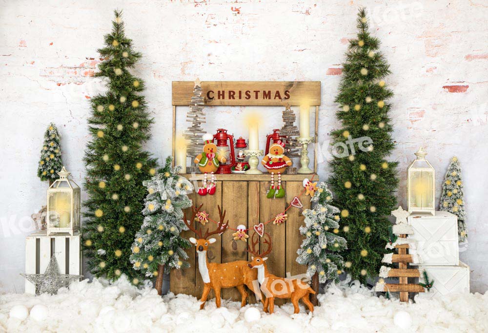 Kate Snow Christmas Tree Elk Winter Backdrop Designed by Emetselch -UK