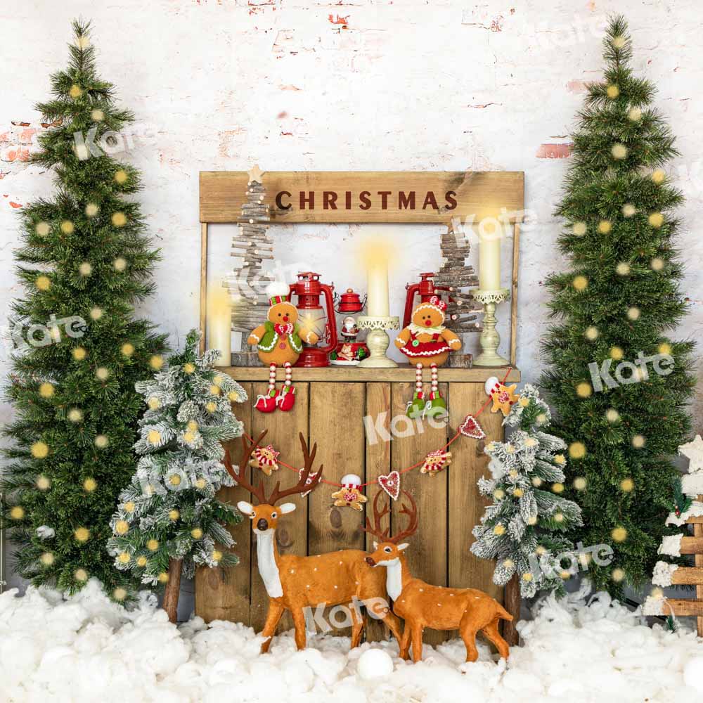 Kate Snow Christmas Tree Elk Winter Backdrop Designed by Emetselch -UK