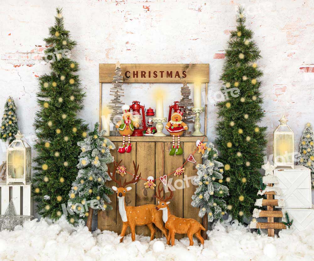 Kate Snow Christmas Tree Elk Winter Backdrop Designed by Emetselch -UK