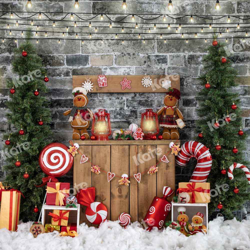 Kate Christmas Brick Wall Gingerbread Backdrop Designed by Emetselch -UK