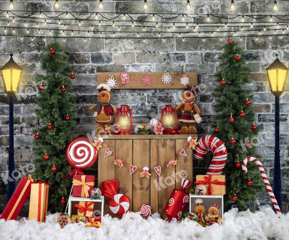 Kate Christmas Brick Wall Gingerbread Backdrop Designed by Emetselch -UK