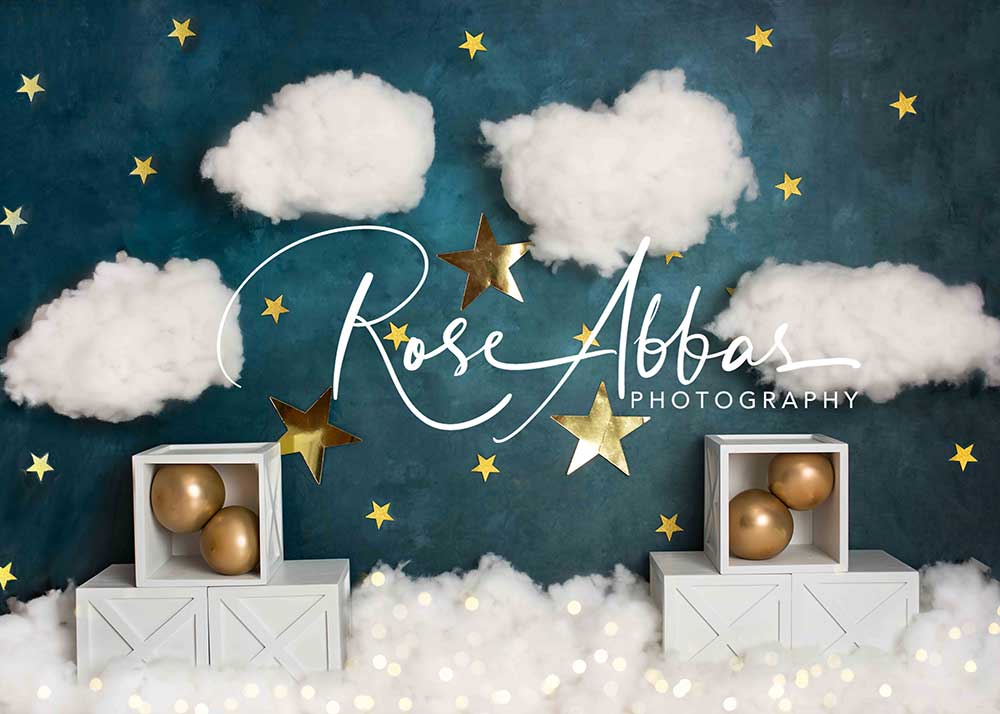 Kate Stars Clouds Birthday Cake Smash Backdrop Designed By Rose Abbas -UK