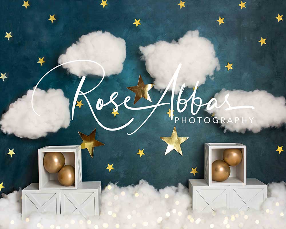 Kate Stars Clouds Birthday Cake Smash Backdrop Designed By Rose Abbas -UK