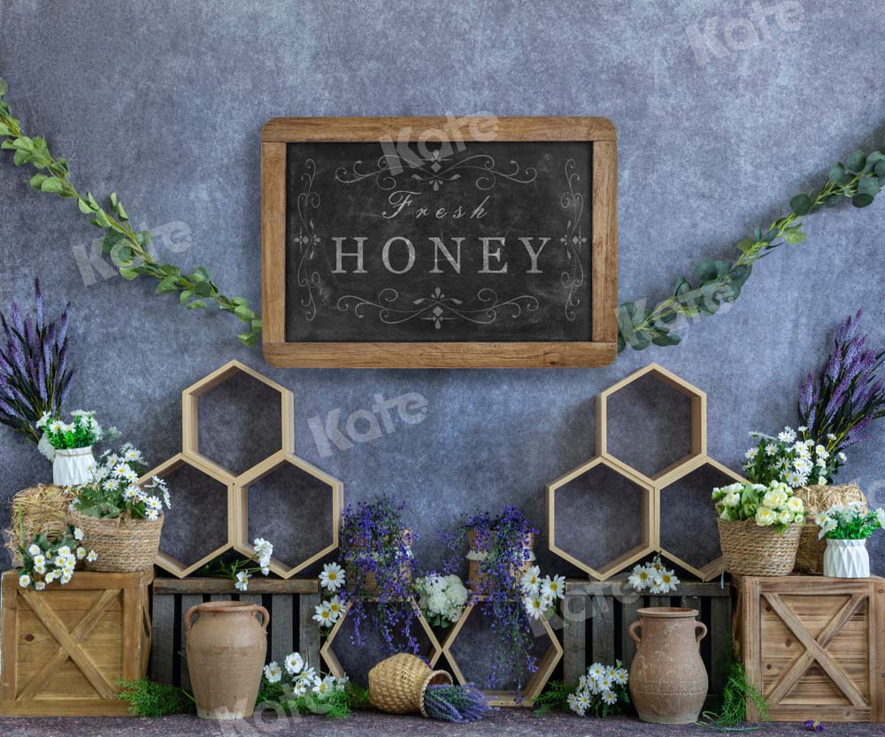 Kate Cake Smash Honey Blue Spring Backdrop Designed by Emetselch -UK